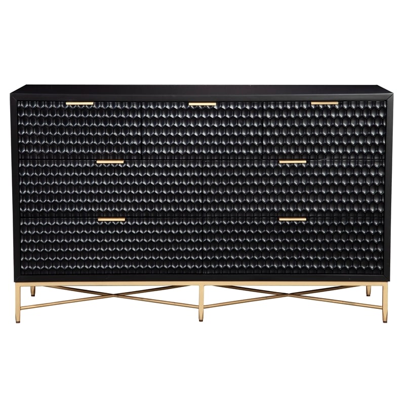 Home Square 2-Piece Set with Seven Drawer Dresser and TV Console in Black