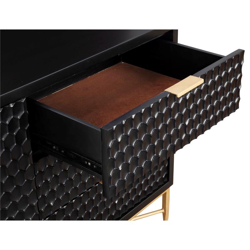 Home Square 2-Piece Set with 5 Drawer Chest and TV Console in Black