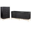 Home Square 2-Piece Set with 5 Drawer Chest and TV Console in Black