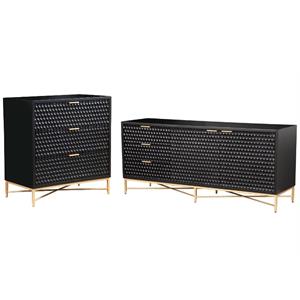 Home Square 2-Piece Set with 3 Drawer Small Chest and TV Console in Black