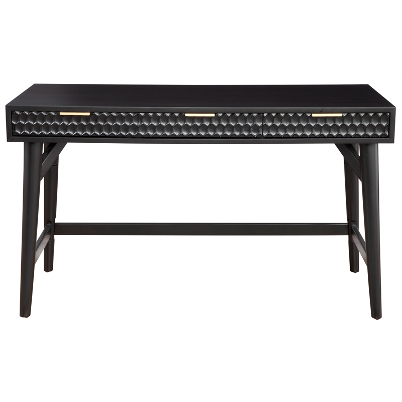 Home Square 2-Piece Set with 7 Drawer Dresser and Large Wood Desk in Black