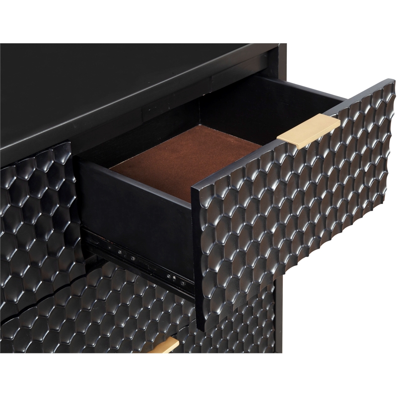 Home Square 2-Piece Set with 7 Drawer Dresser and Large Wood Desk in Black