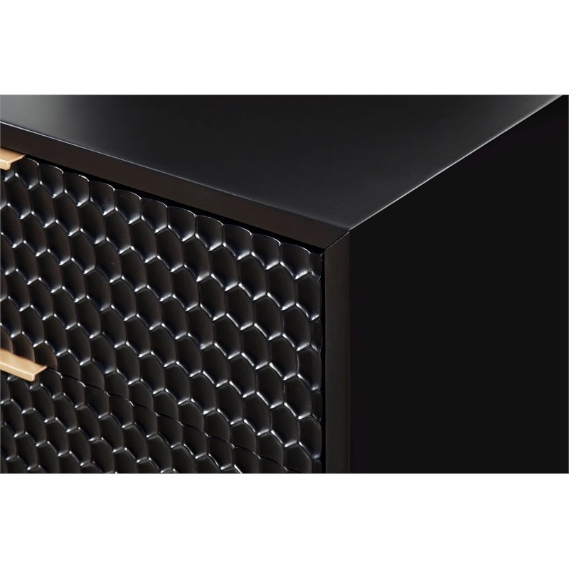 Home Square 2-Piece Set with 3 Drawer Small Chest and Large Wood Desk in Black