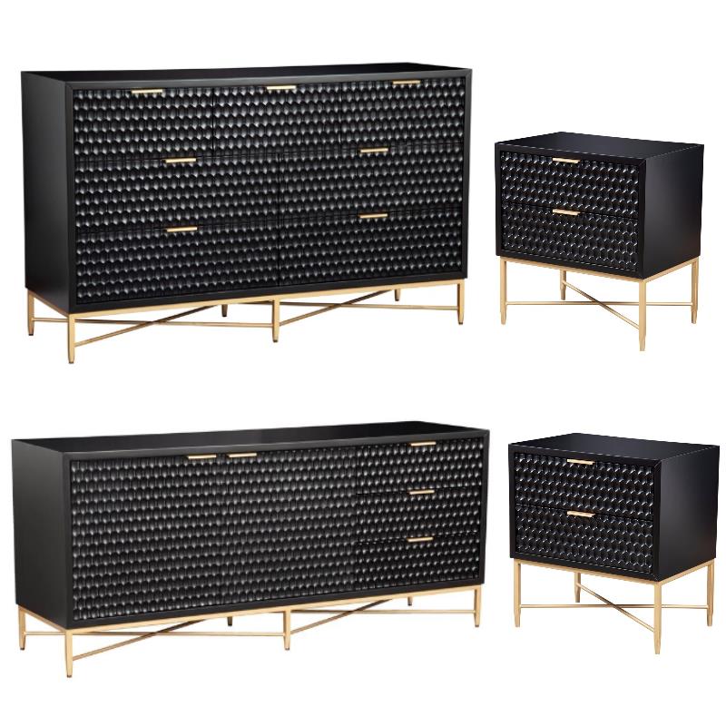Home Square 4-Piece Set with 7 Drawer Dresser & 2 Nightstands & TV Console