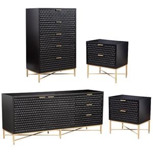 Home Square 4-Piece Set with 5 Drawer Chest & 2 Nightstands & TV Console