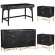 Home Square 4-Piece Set with 7 Drawer Dresser & 2 Nightstands & Large Wood Desk