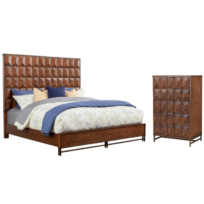 Home Square 2-Piece Set with Trig California King Panel Bed and 5 Drawer Chest