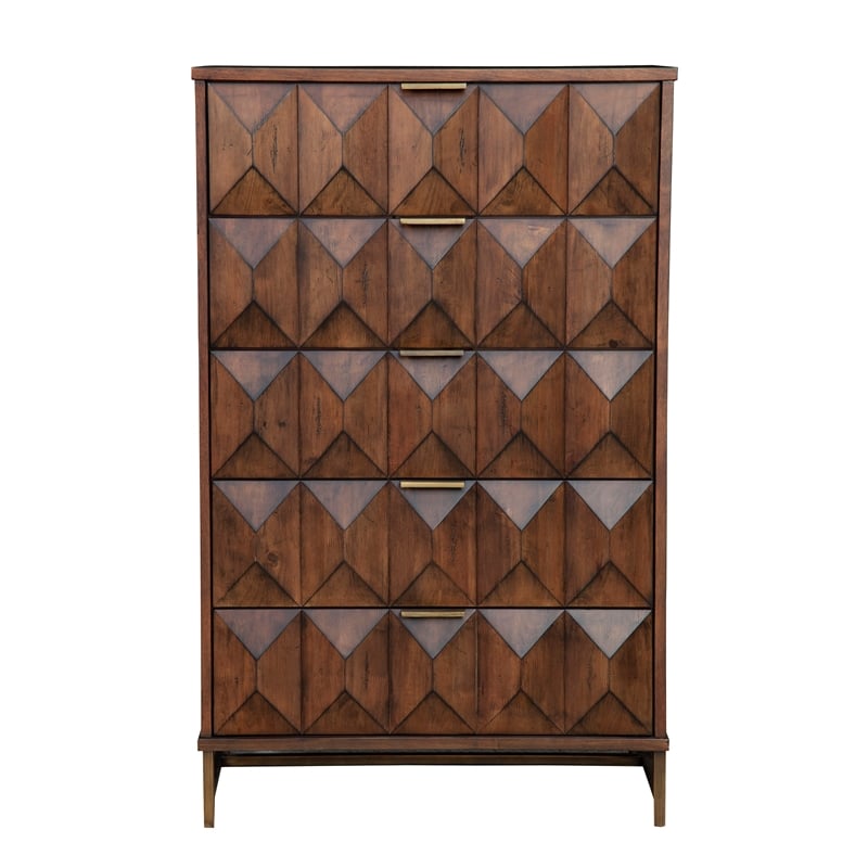 Home Square 2-Piece Set with Trig Standard King Headboard & 5 Drawer Chest