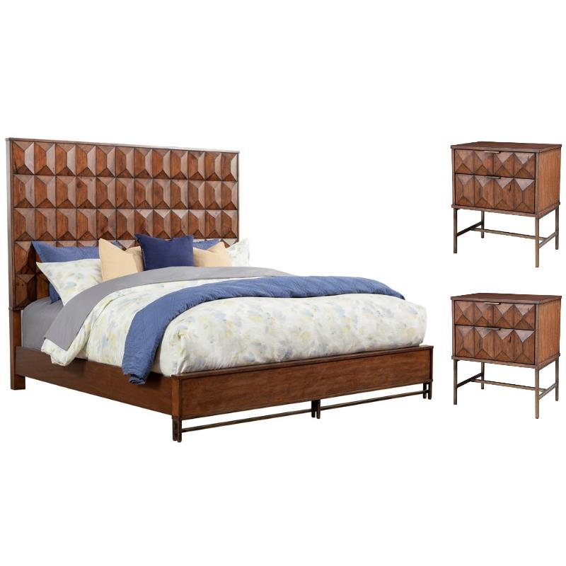Home Square 3-Piece Set with Trig Standard King Panel Bed and 2 Nightstands