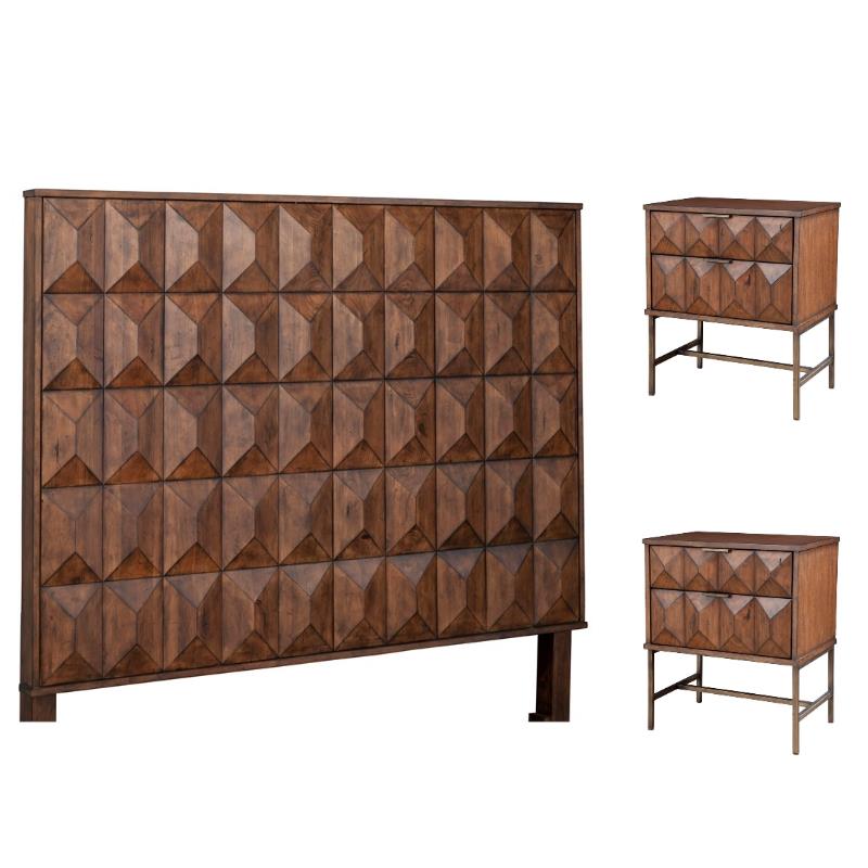 Home Square 3-Piece Set with Trig Standard King Headboard & 2 Nightstands