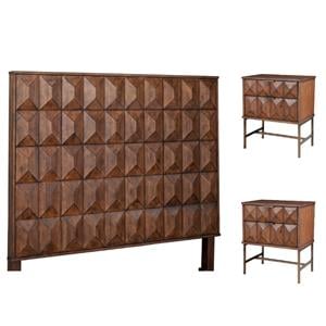 Home Square 3-Piece Set with Trig Standard King Headboard & 2 Nightstands