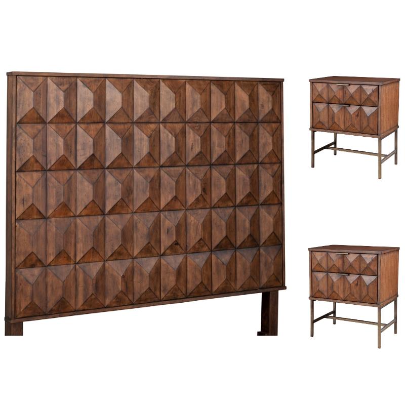 Home Square 3-Piece Set with Trig California King Headboard & 2 Nightstands