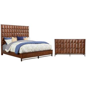 Home Square 2-Piece Set with Trig California King Panel Bed & 6 Drawer Dresser