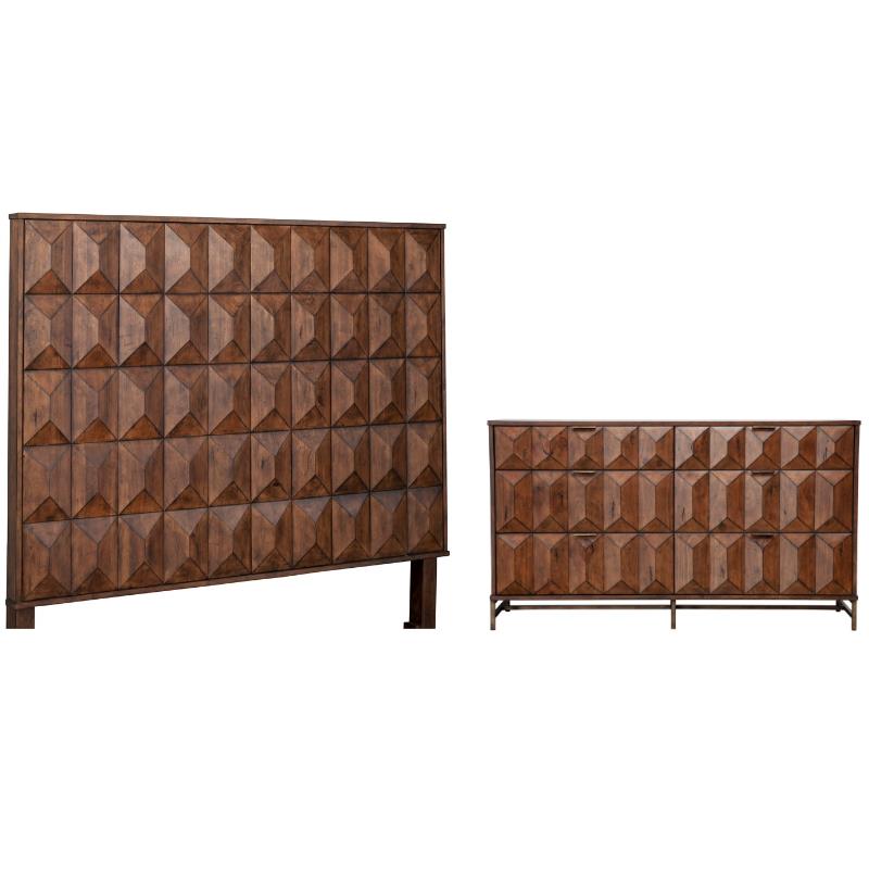 Home Square 2-Piece Set with Trig Standard King Headboard & 6 Drawer Dresser