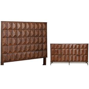 Home Square 2-Piece Set with Trig Queen Headboard & 6 Drawer Dresser