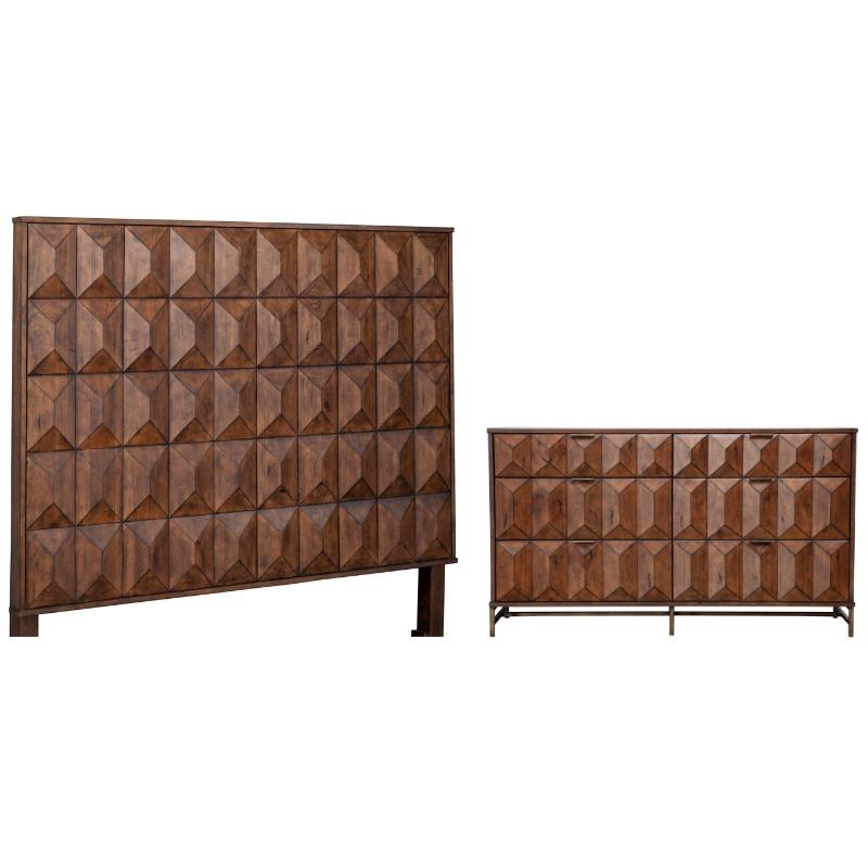 Home Square 2-Piece Set with Trig California King Headboard & 6 Drawer Dresser