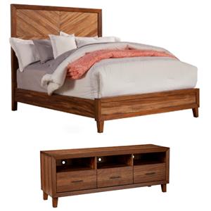 Home Square 2-Piece Set with Trinidad Full Size Bed & TV Console in Toffee