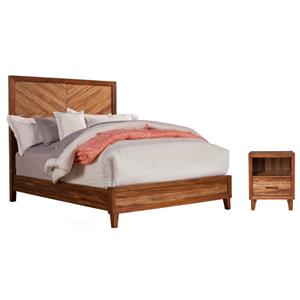Home Square 2-Piece Set with Trinidad Full Bed & Nighstand in Toffee