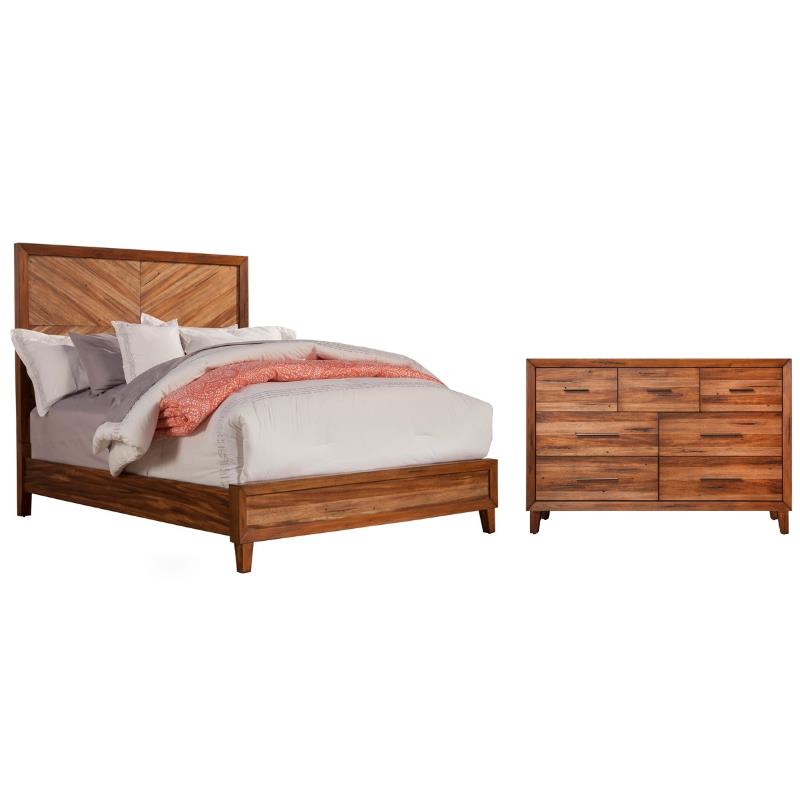 Home Square 2-Piece Set with Trinidad Full Bed & 7 Drawer Dresser in Toffee