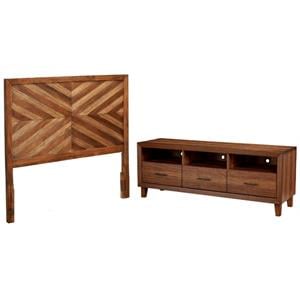 Home Square 2-Piece Set with Trinidad Full Headboard & TV Console in Toffee