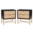 Home Square Larsen 2 Drawer Nightstand in Black Finish - Set of 2