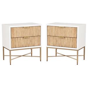Home Square Larsen 2 Drawer Nightstand in White Finish - Set of 2