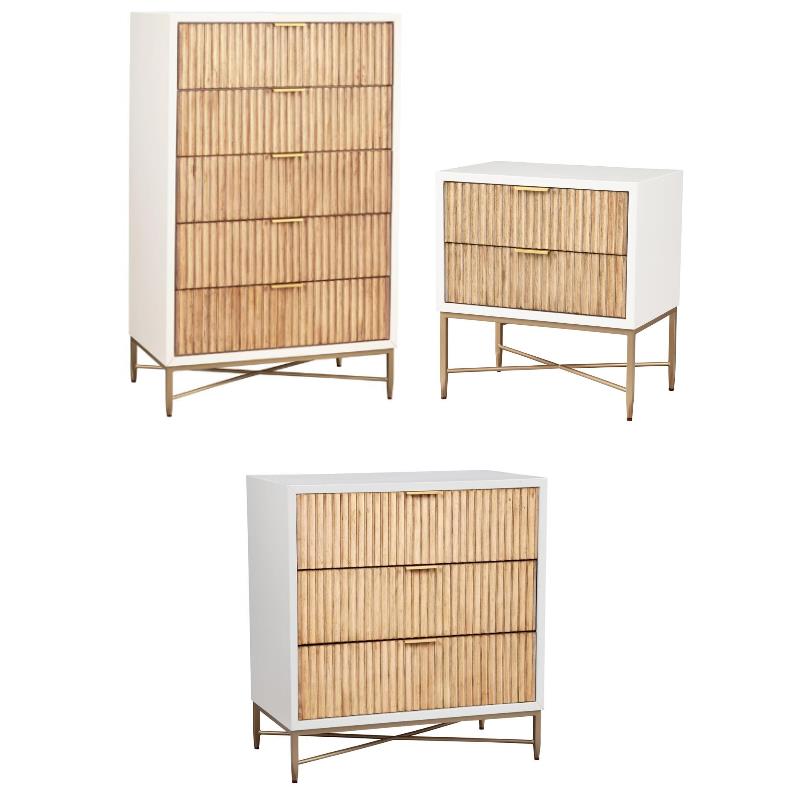 Home Square 3-Piece Set with 5 Drawer Chest & 3 Drawer Chest & Nightstand
