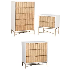 Home Square 3-Piece Set with 5 Drawer Chest & 3 Drawer Chest & Nightstand