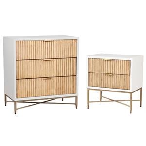 Home Square 2-Piece Set with 3 Drawer Chest & 2 Drawer Nightstand in White