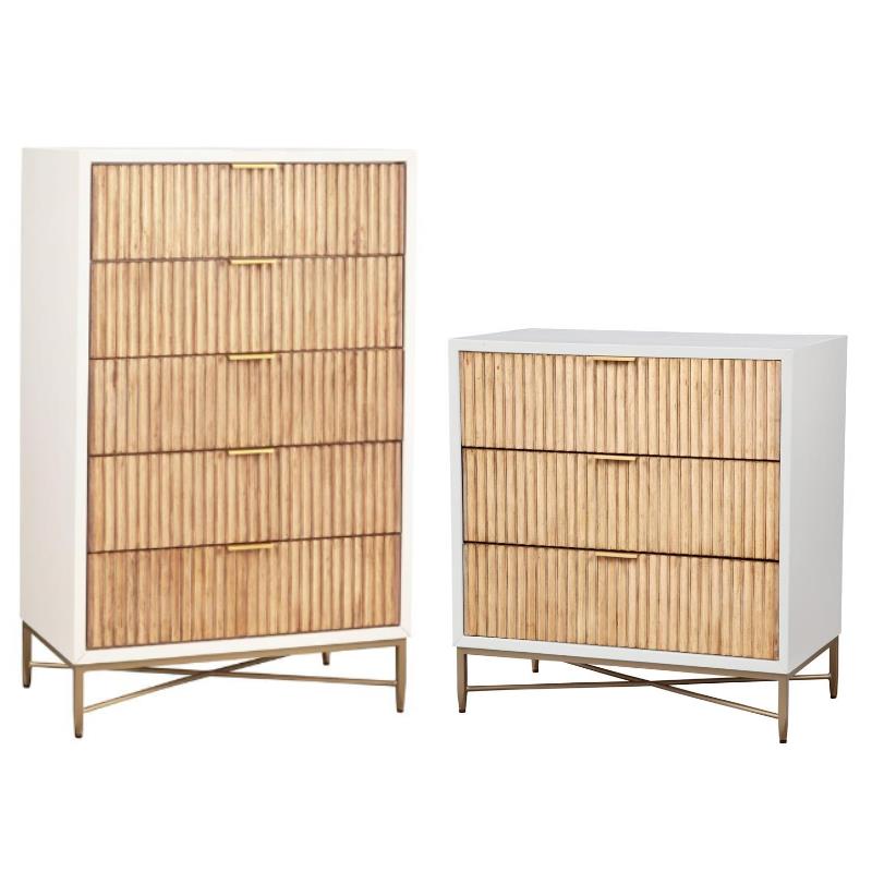 Home Square 2-Piece Set with 5 Drawer Larsen Chest & 3 Drawer Chest in White