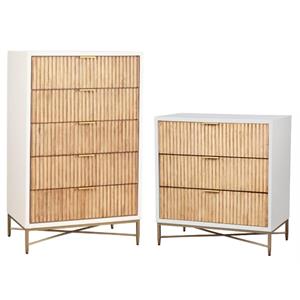 Home Square 2-Piece Set with 5 Drawer Larsen Chest & 3 Drawer Chest in White