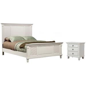 Home Square 2-Piece Set with 3 Drawer Nightstand & King Shutter Panel Bed