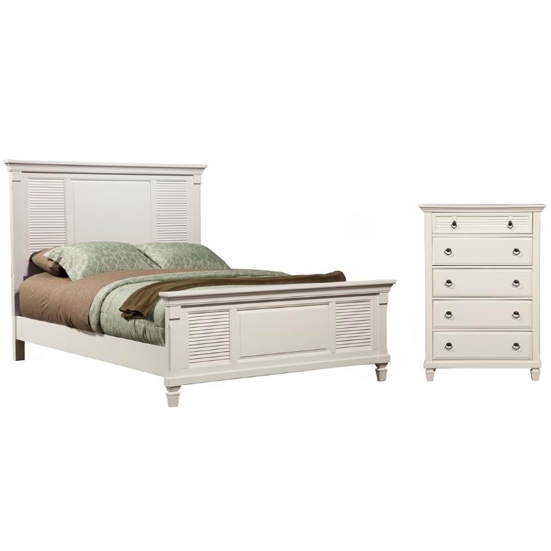 Home Square 2-Piece Set with 5 Drawer Chest & King Shutter Panel Bed