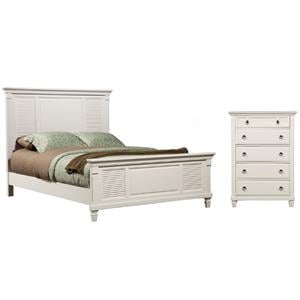 Home Square 2-Piece Set with 5 Drawer Chest & King Shutter Panel Bed