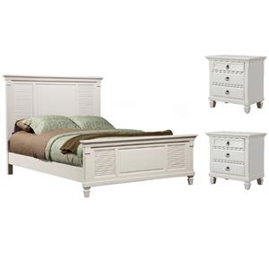 Home Square 3-Piece Set with 2 Nightstands & California King Shutter Panel Bed