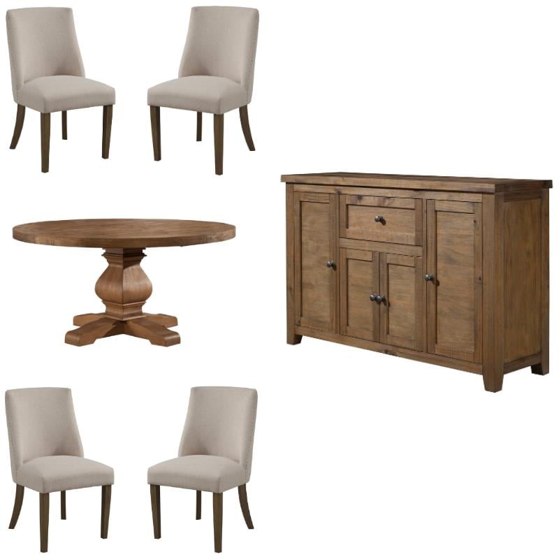 Home Square 6-Piece Set with 4 Dining Chairs & Dining Server & Dining Table