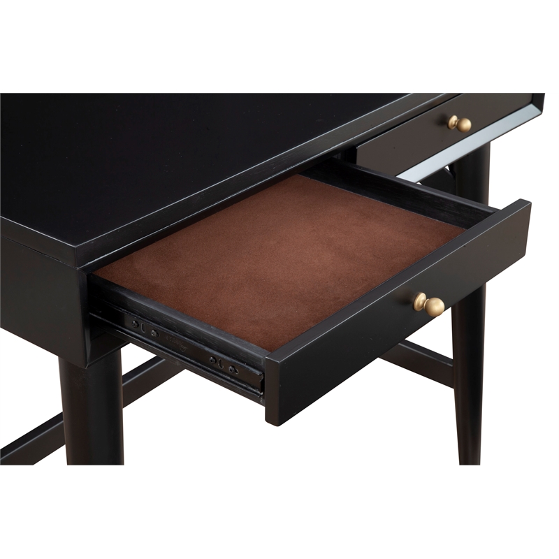Home Square 2-Piece Set with Queen Panel Bed & 2 Drawer Desk in Black