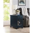 Home Square Elegant Chairside Table in Power Catalina Blue - Set of 2