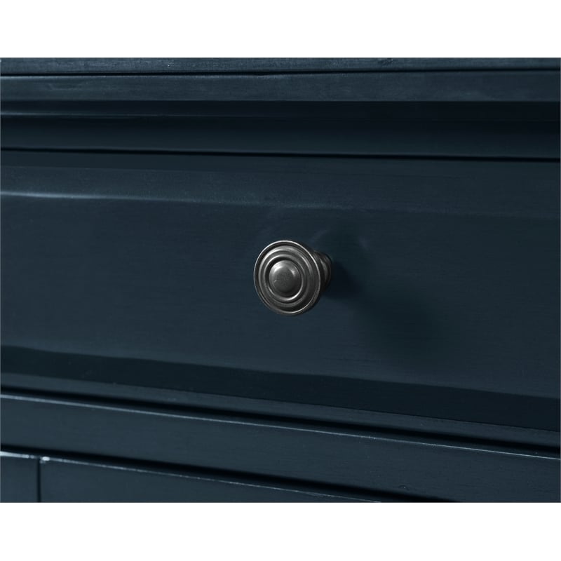 Home Square Elegant Chairside Table in Power Catalina Blue - Set of 2