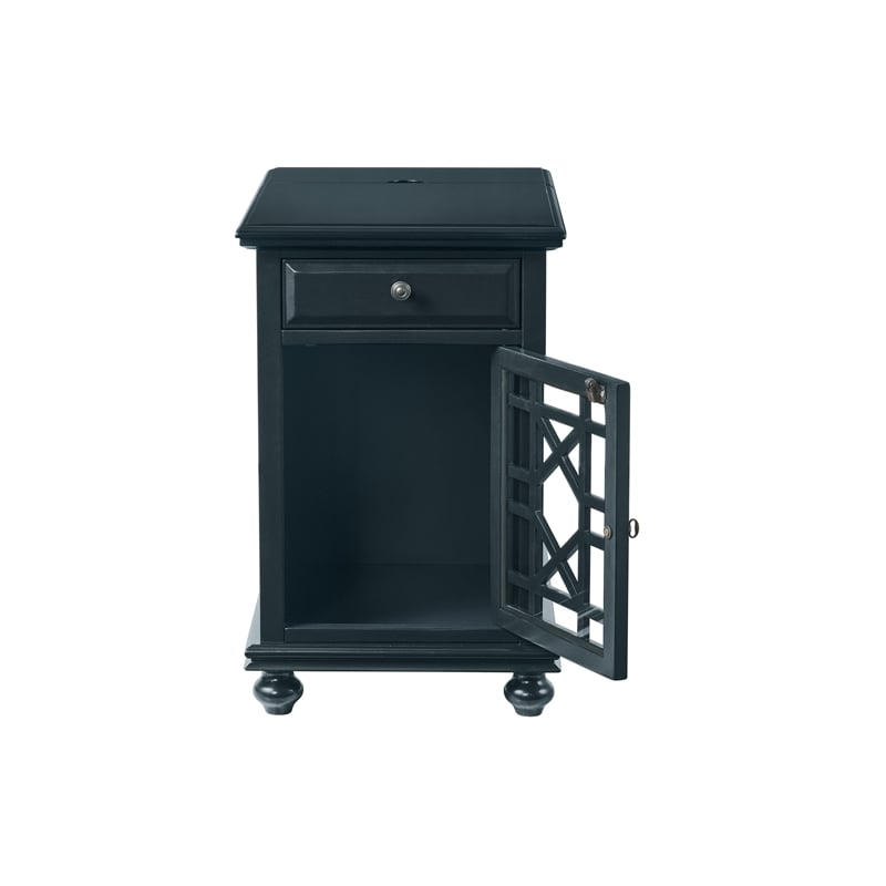 Home Square Elegant Chairside Table in Power Catalina Blue - Set of 2
