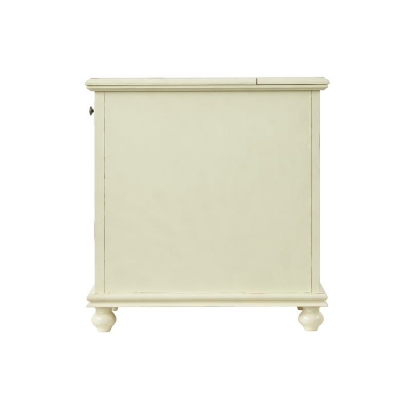 Home Square Elegant Chairside Table in Power Antique White - Set of 2