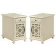 Home Square Elegant Chairside Table in Power Antique White - Set of 2
