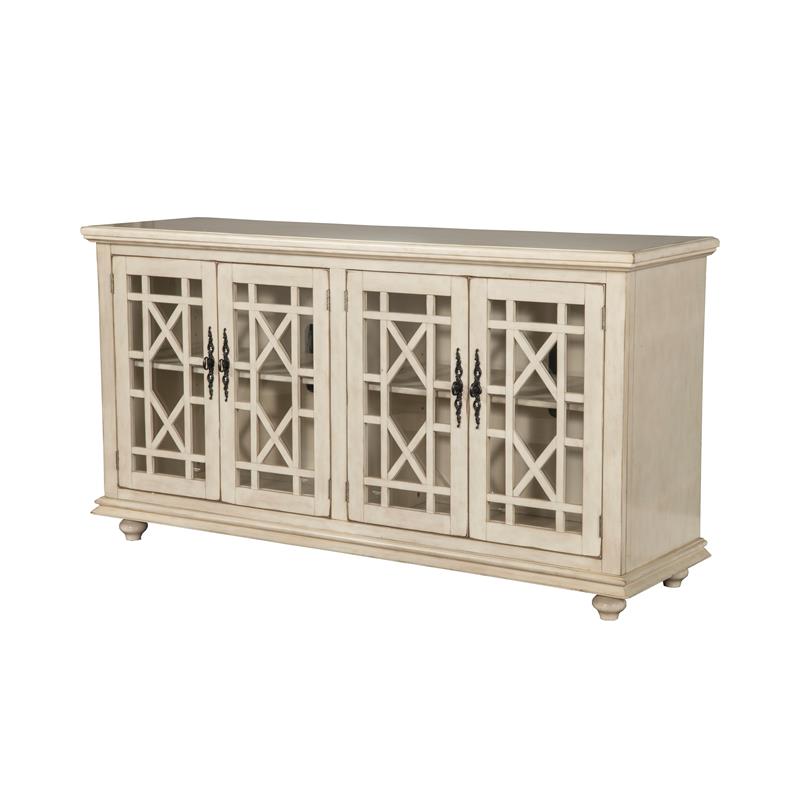 Home Square 2-Piece Set with Elegant Chairside Table & Jules TV Stand in White