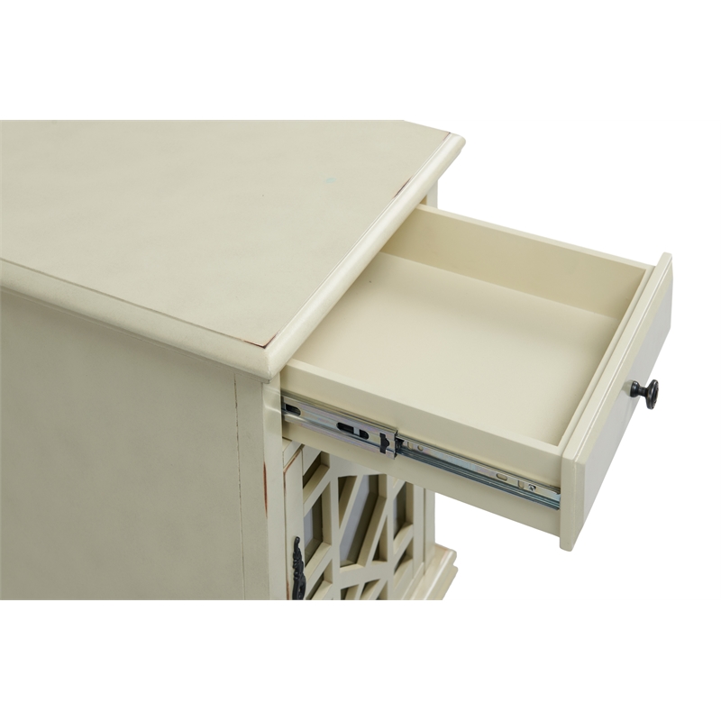 Home Square 2-Piece Set with Elegant Chairside Table & Jules TV Stand in White