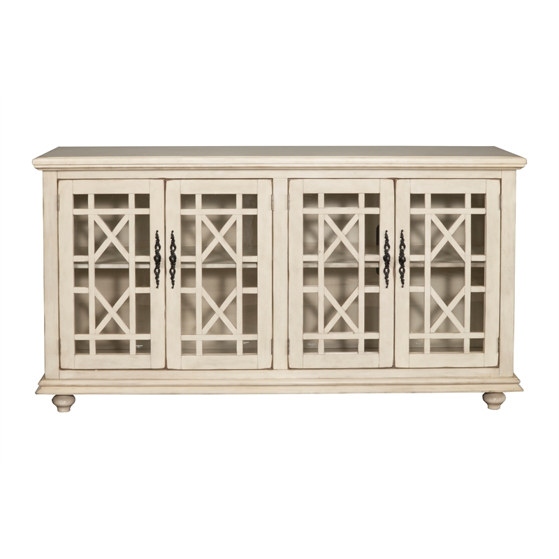 Home Square 2-Piece Set with Elegant Chairside Table & Jules TV Stand in White