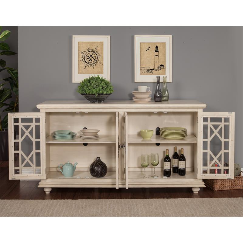 Home Square 2-Piece Set with Elegant Chairside Table & Jules TV Stand in White