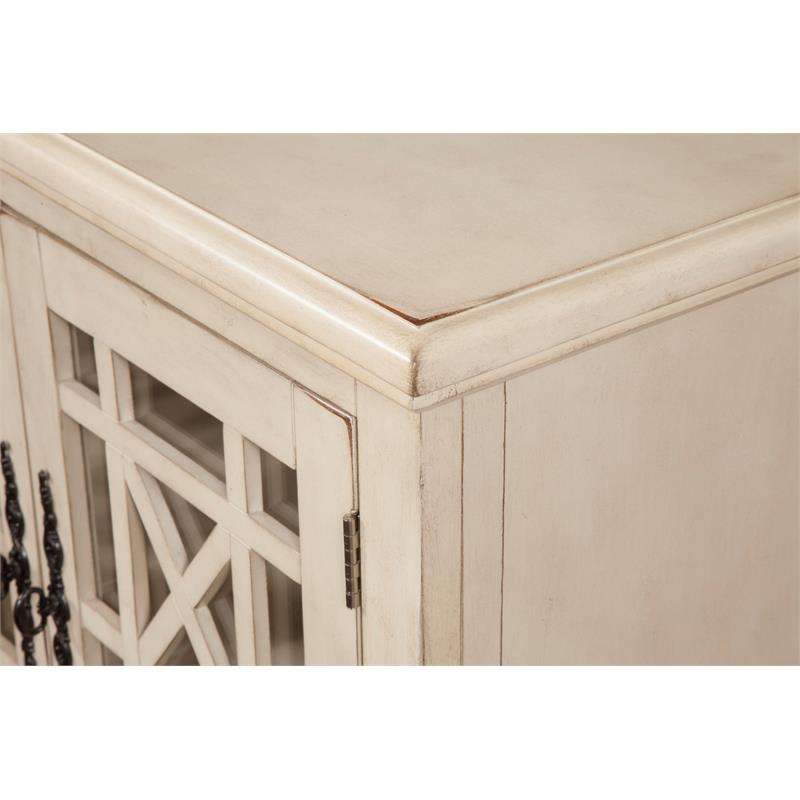 Home Square 2-Piece Set with Elegant Chairside Table & Jules TV Stand in White