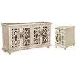 Home Square 2-Piece Set with Elegant Chairside Table & Jules TV Stand in White