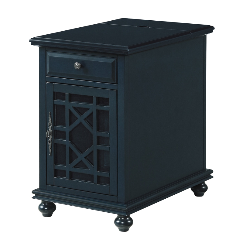 Home Square 2-Piece Set with Elegant Chairside Table & TV Stand in Catalina Blue