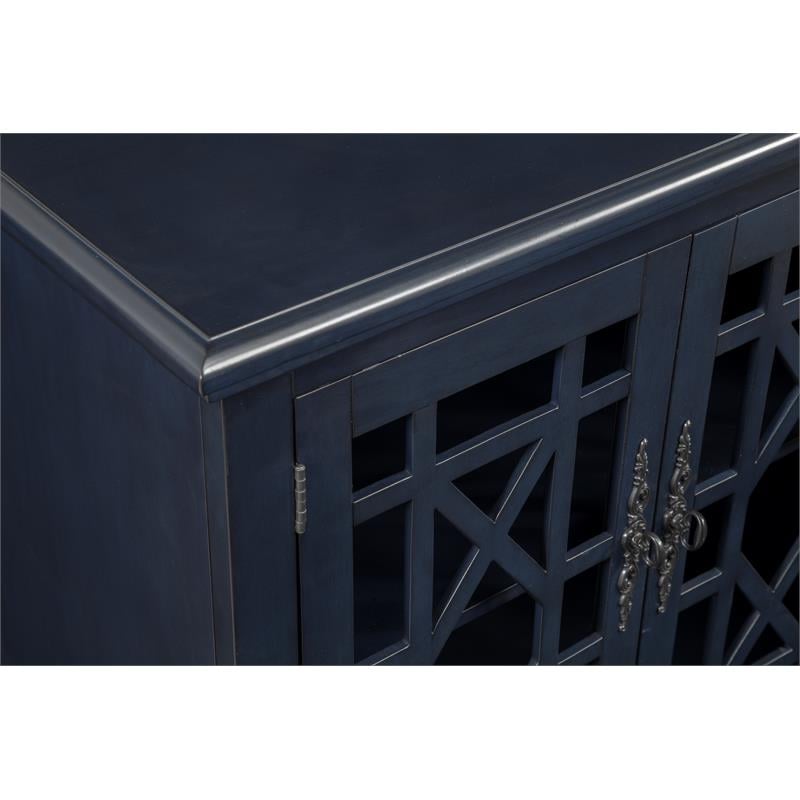 Home Square 2-Piece Set with Elegant Chairside Table & TV Stand in Catalina Blue